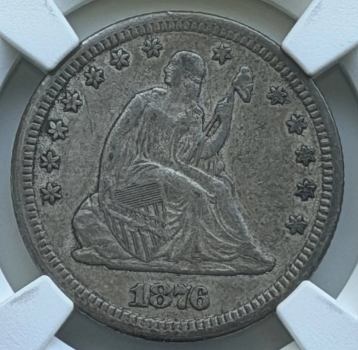 1876-CC Seated Liberty Quarter - NGC XF40